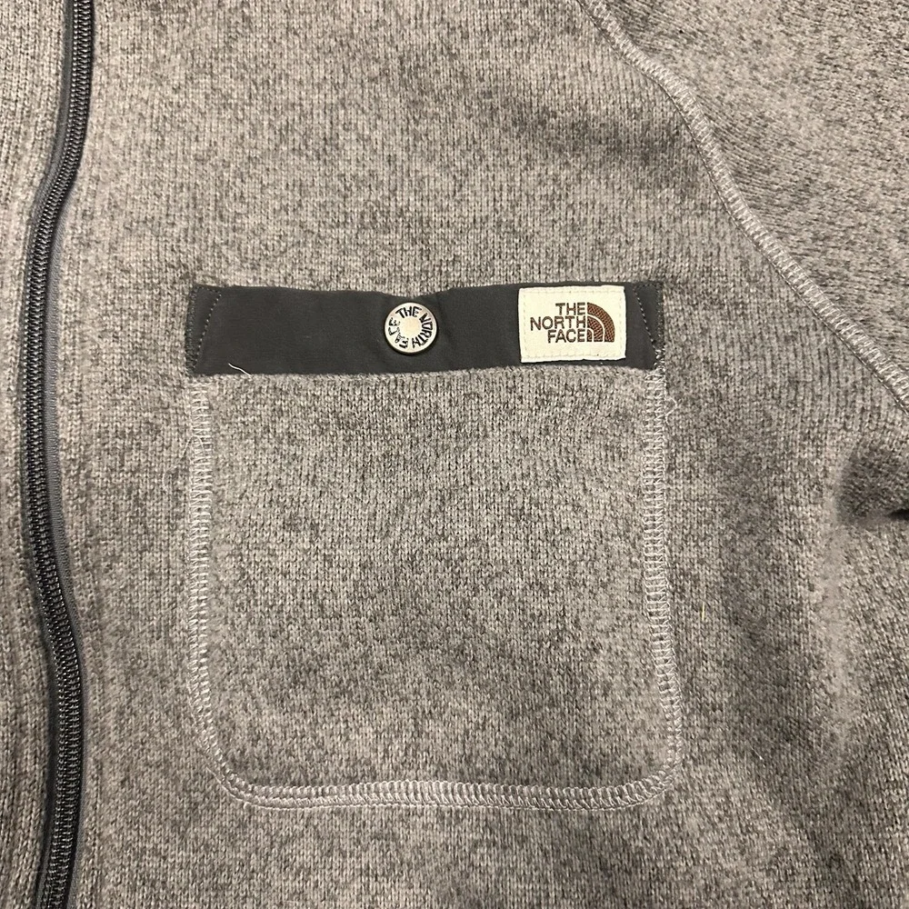 The North Face Gordon Lyons Jacket Mens Medium Grey Full Zip Fleece Mock Neck